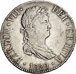 Large Obverse for 2 Reales 1829 coin