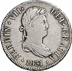 Large Obverse for 2 Reales 1831 coin