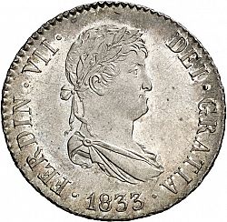 Large Obverse for 2 Reales 1833 coin
