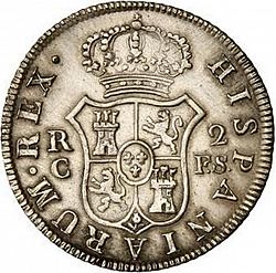 Large Reverse for 2 Reales 1810 coin