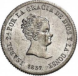 Large Obverse for 2 Reales 1837 coin
