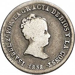 Large Obverse for 2 Reales 1838 coin