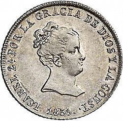 Large Obverse for 2 Reales 1839 coin