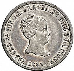 Large Obverse for 2 Reales 1851 coin