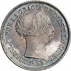 Large Obverse for 2 Reales 1852 coin