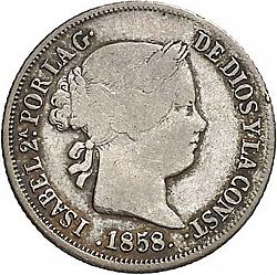 Large Obverse for 2 Reales 1858 coin