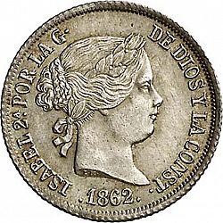 Large Obverse for 2 Reales 1862 coin