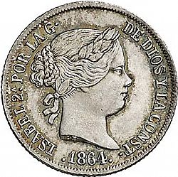 Large Obverse for 2 Reales 1864 coin