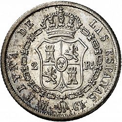 Large Reverse for 2 Reales 1848 coin