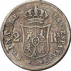 Large Reverse for 2 Reales 1854 coin