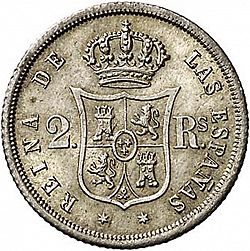 Large Reverse for 2 Reales 1862 coin