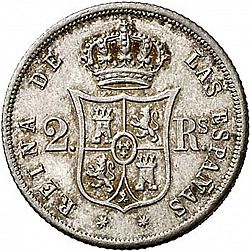 Large Reverse for 2 Reales 1864 coin