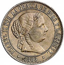 Large Obverse for 2 ½ Céntimos Escudo 1866 coin
