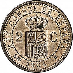 Large Reverse for 2 Céntimos 1904 coin