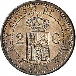 Large Reverse for 2 Céntimos 1911 coin