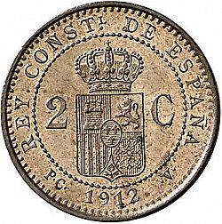 Large Reverse for 2 Céntimos 1912 coin