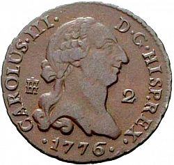 Large Obverse for 2 Maravedies 1776 coin