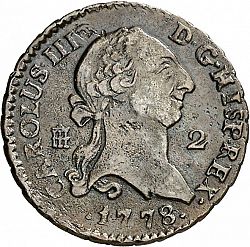 Large Obverse for 2 Maravedies 1778 coin