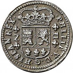 Large Obverse for 2 Maravedies 1719 coin