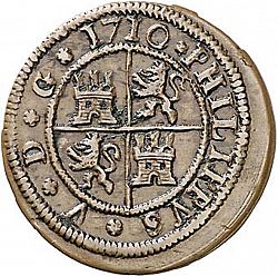 Large Reverse for 2 Maravedies 1710 coin