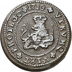 Large Reverse for 2 Maravedies 1719 coin