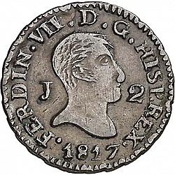 Large Obverse for 2 Maravedies 1817 coin