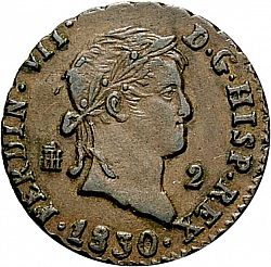 Large Obverse for 2 Maravedies 1830 coin