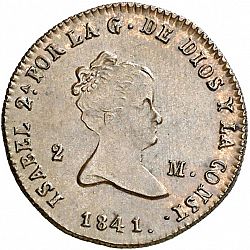 Large Obverse for 2 Maravedies 1841 coin
