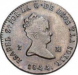 Large Obverse for 2 Maravedies 1844 coin