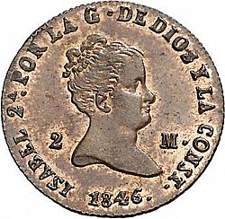 Large Obverse for 2 Maravedies 1846 coin