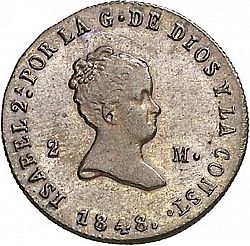 Large Obverse for 2 Maravedies 1848 coin