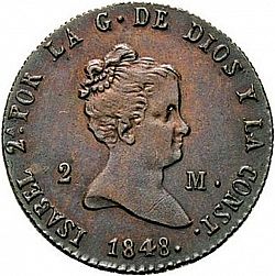 Large Obverse for 2 Maravedies 1848 coin