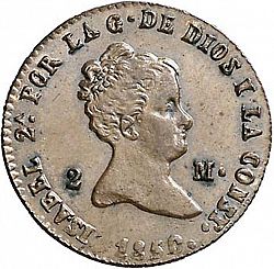 Large Obverse for 2 Maravedies 1850 coin