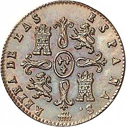 Large Reverse for 2 Maravedies 1841 coin