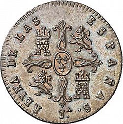 Large Reverse for 2 Maravedies 1842 coin