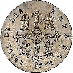 Large Reverse for 2 Maravedies 1848 coin