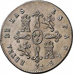 Large Reverse for 2 Maravedies 1849 coin