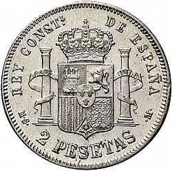 Large Reverse for 2 Pesetas 1881 coin