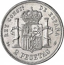 Large Reverse for 2 Pesetas 1892 coin