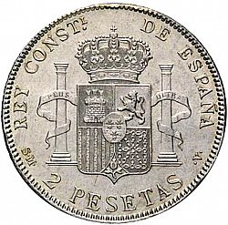 Large Reverse for 2 Pesetas 1905 coin