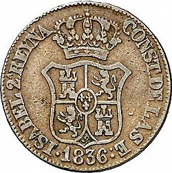 Large Obverse for 3 Cuartos 1836 coin