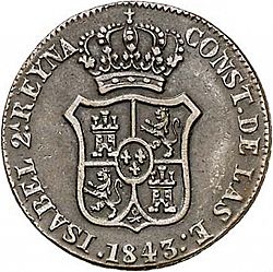 Large Obverse for 3 Cuartos 1843 coin
