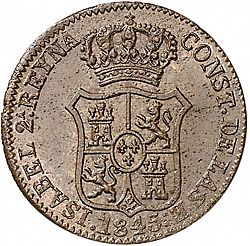 Large Obverse for 3 Cuartos 1845 coin