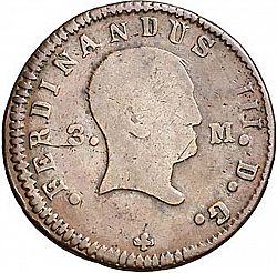 Large Obverse for 3 Maravedies 1829 coin
