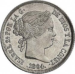 Large Obverse for 40 Céntimos Escudo 1864 coin