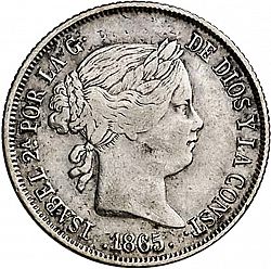 Large Obverse for 40 Céntimos Escudo 1865 coin