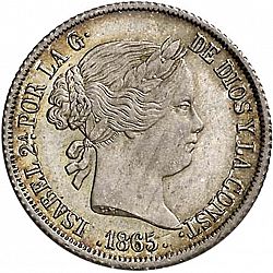 Large Obverse for 40 Céntimos Escudo 1865 coin