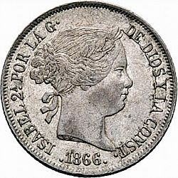 Large Obverse for 40 Céntimos Escudo 1866 coin