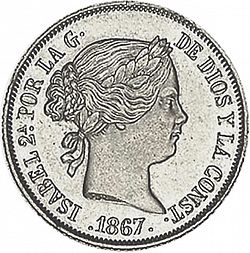 Large Obverse for 40 Céntimos Escudo 1867 coin