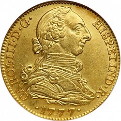 Large Obverse for 4 Escudos 1777 coin